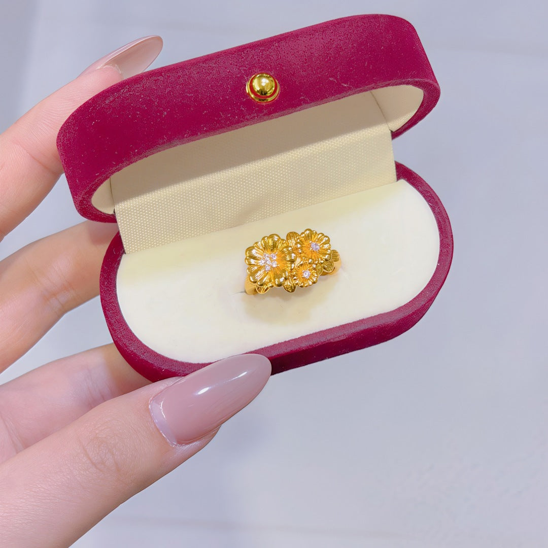 Women's Alluvial Gold Retro Affordable Luxury Design Brass Plated Fashion Ring