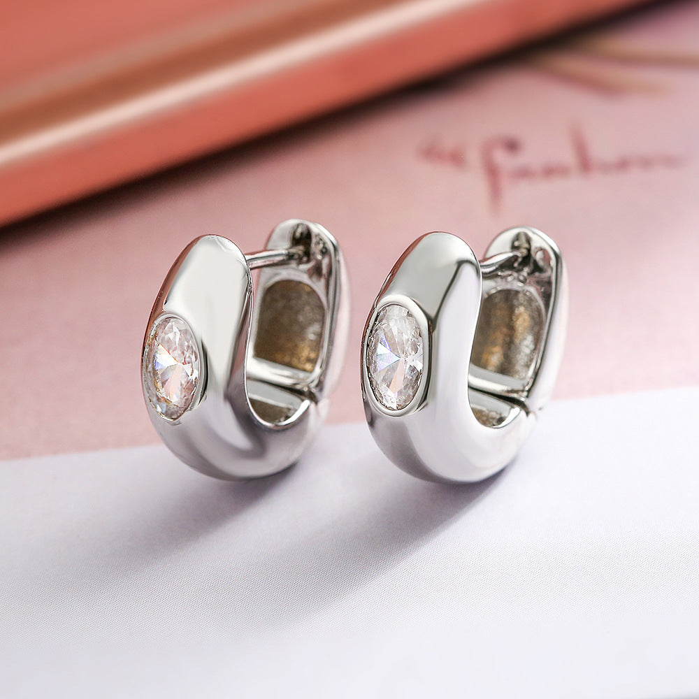 Copper Gold Plated Zircon Simple Female Special Interest Light Luxury Earrings