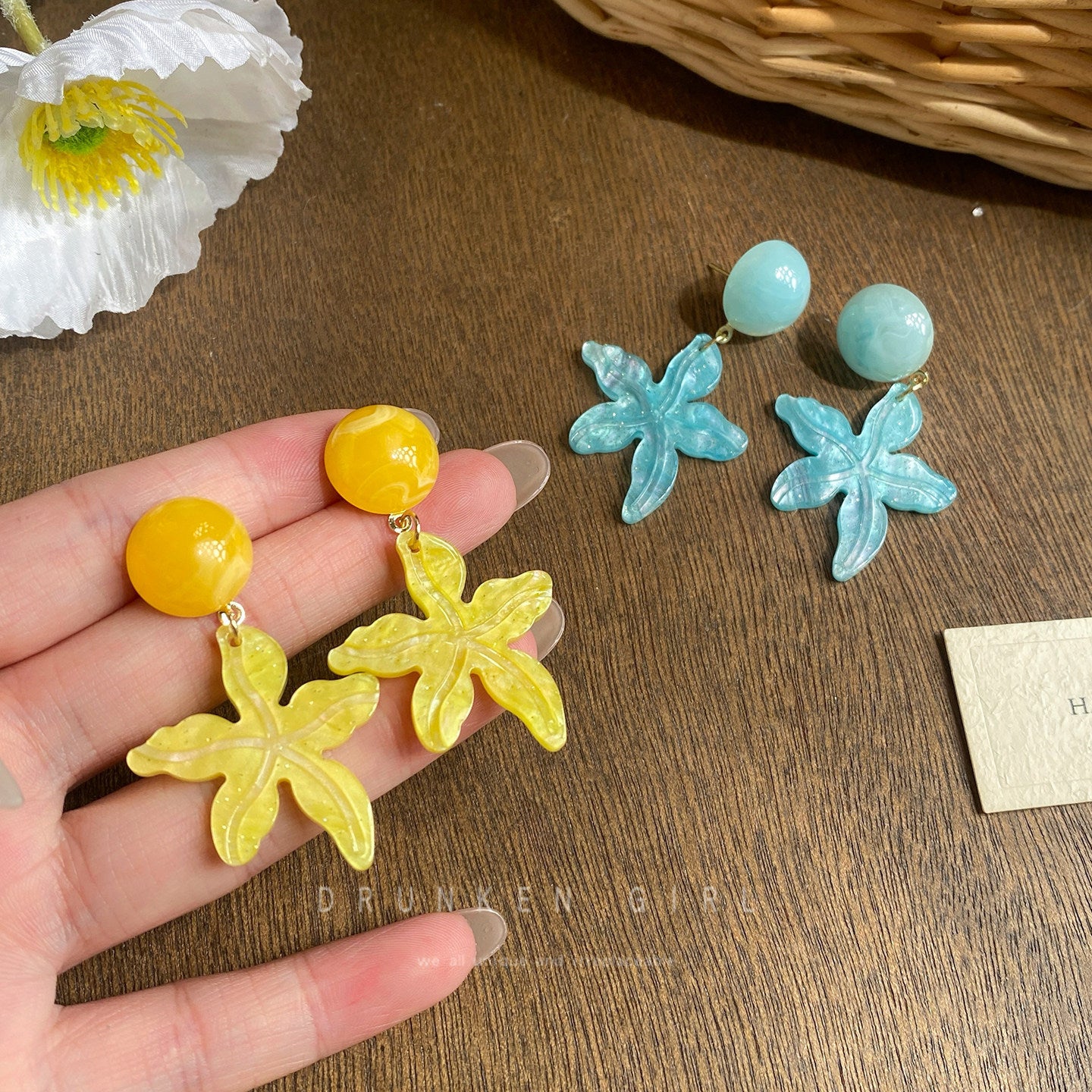 Women's Seaside Dopamine Coconut Tree For Eardrops Rings