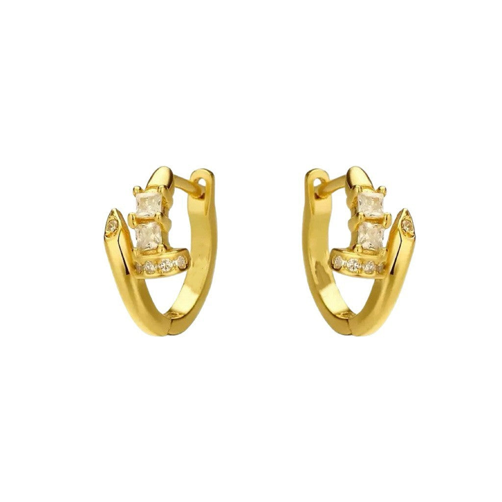 Women's & Men's Fashion Personality Hip Hop Style Geometric Square Zircon Earrings