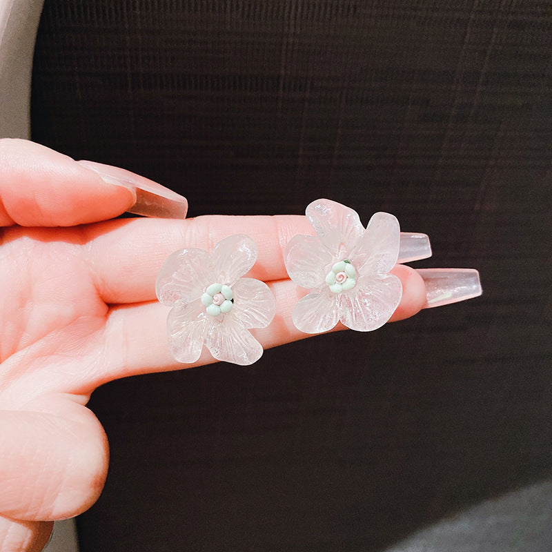 Women's Transparent Acrylic Flower For Temperament Wild Ear Stud Earrings