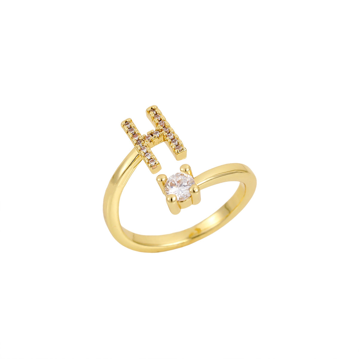 Gold Letter Open Male Female Personality Rings