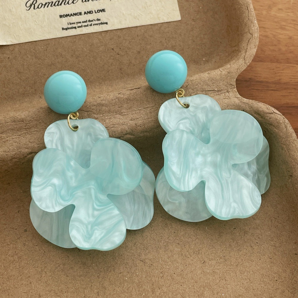 Retro Super Fairy Flowers Niche Temperament Vacation Style Mori Exaggerated Earrings
