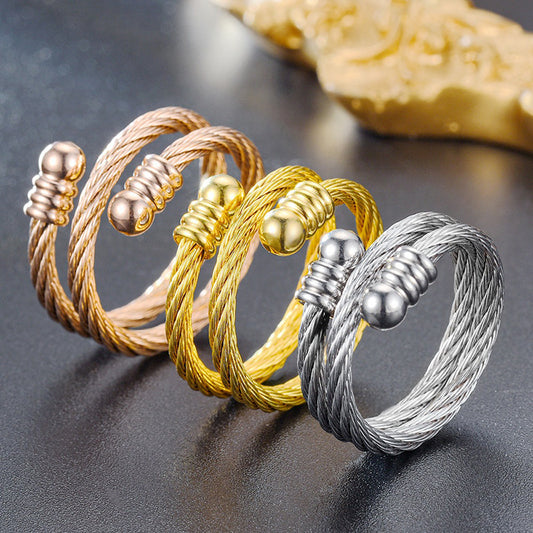 Korean Style Titanium Steel Open-end Adjustable Rings