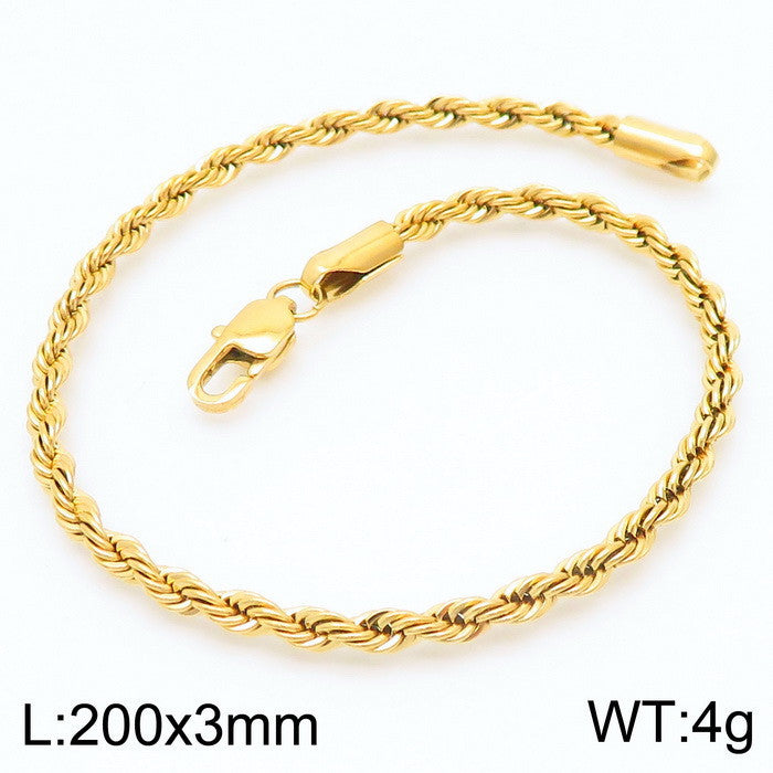 Steel Ornament Spiral Hemp Rope Hip Hop Bracelets