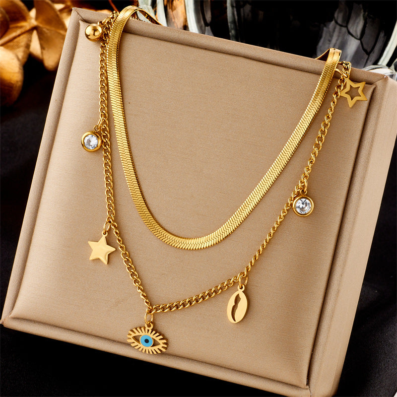 Fashion Simple Design Metallic Titanium Steel Ornaments Clavicle Necklaces