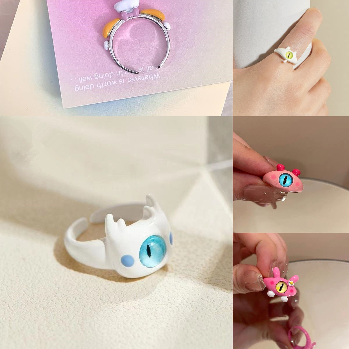 Cute Little Monster Dopamine Couple Girlfriends Index Finger Girlish Ring