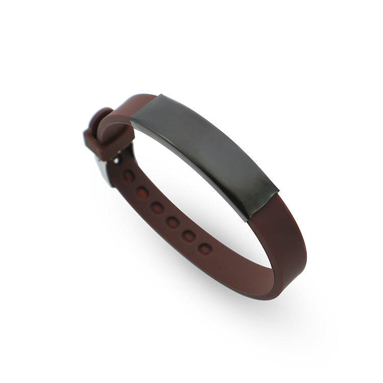 Soft Silicone Wristband Fashion Simple Couple Can Carve Writing Stainless Bracelet