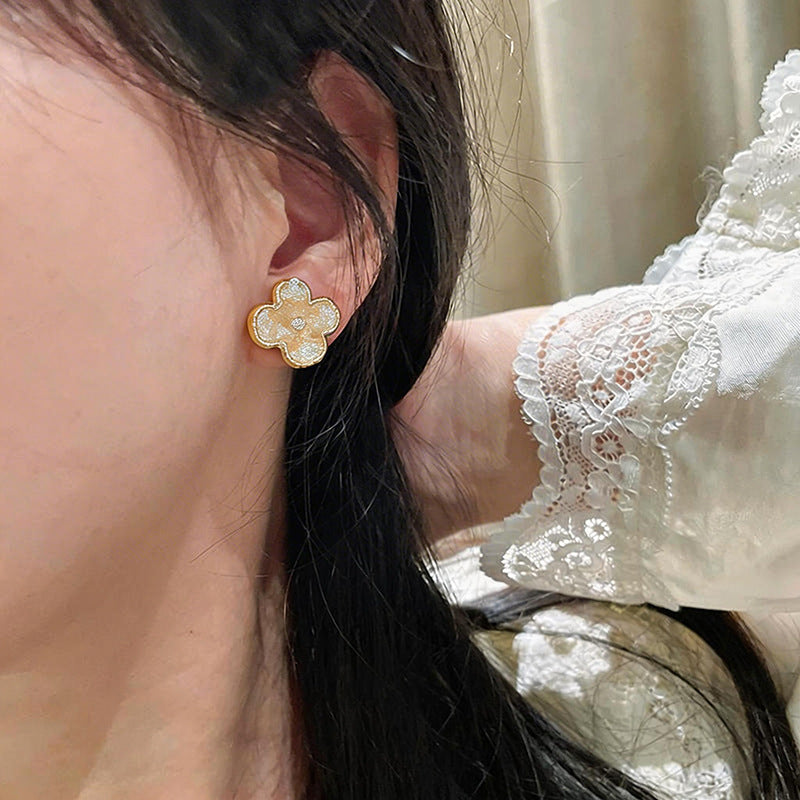 Needle Affordable Luxury Style Crystal Flowers Small Stud Earrings