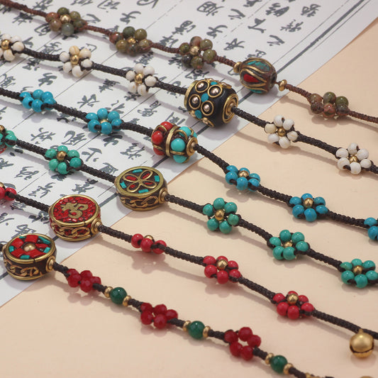 Women's & Men's Nepal Flower Carrying Strap Summer Tourist Scenic Spot Bracelet