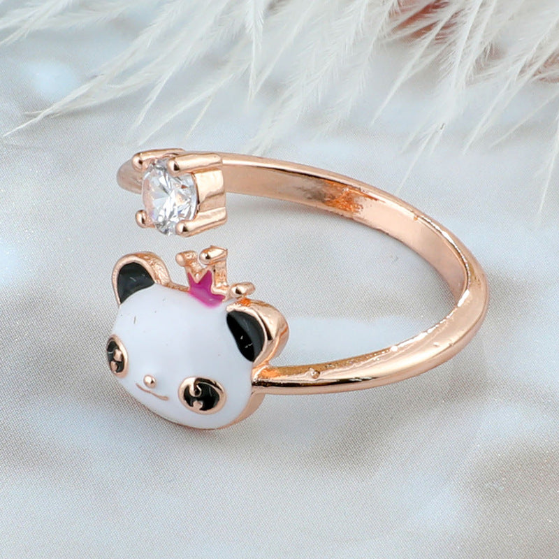 Panda Spinning Creative Opening Adjustable Index Finger Ring