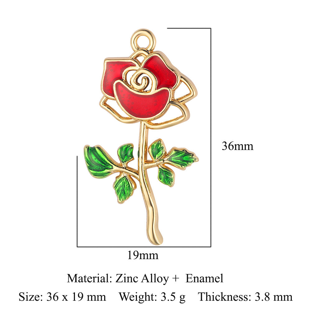 Lock Love Beat Alloy Flower Rose Pendants