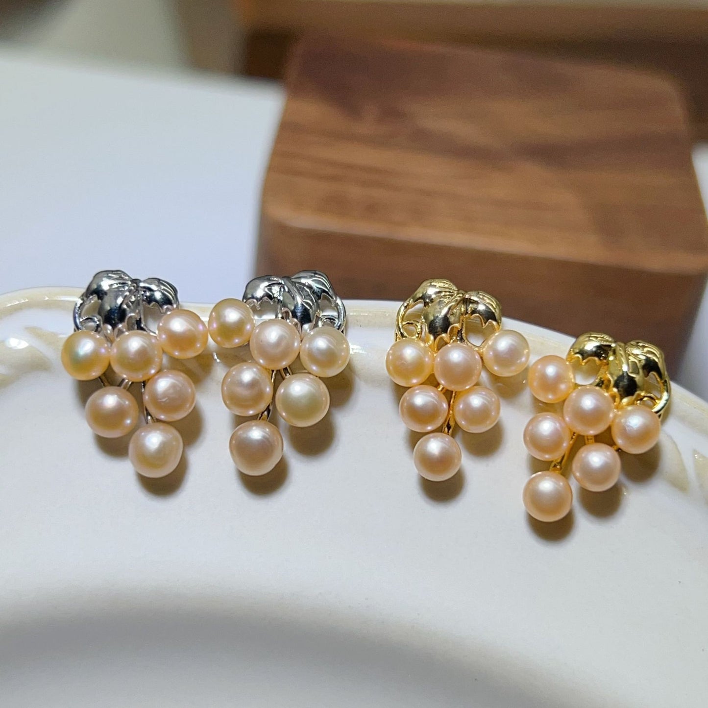 Micro Inlaid Zircon Pearl Tassel Sier Needle Earrings