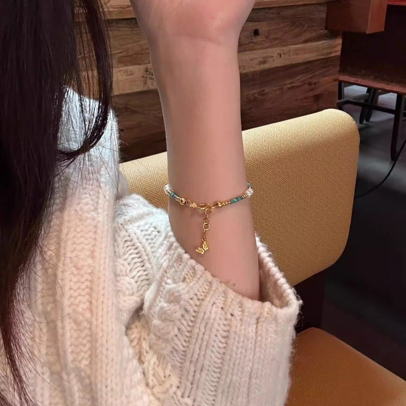 Women's Style Butterfly Pearl Turquoise Affordable Luxury Fashion Design High-grade Bracelet