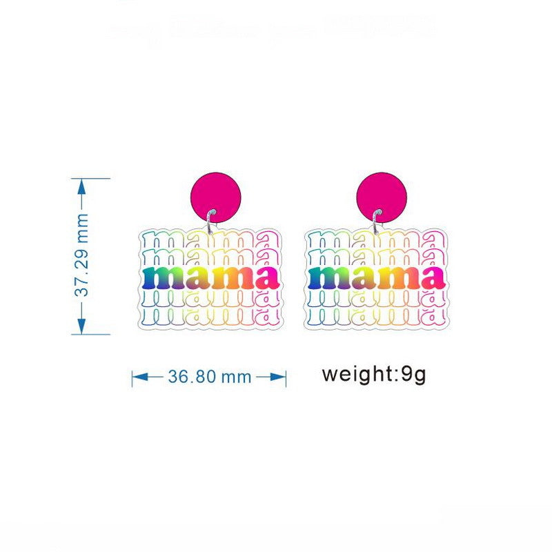 Holiday Mother's Day Acrylic Mother Rainbow Earrings