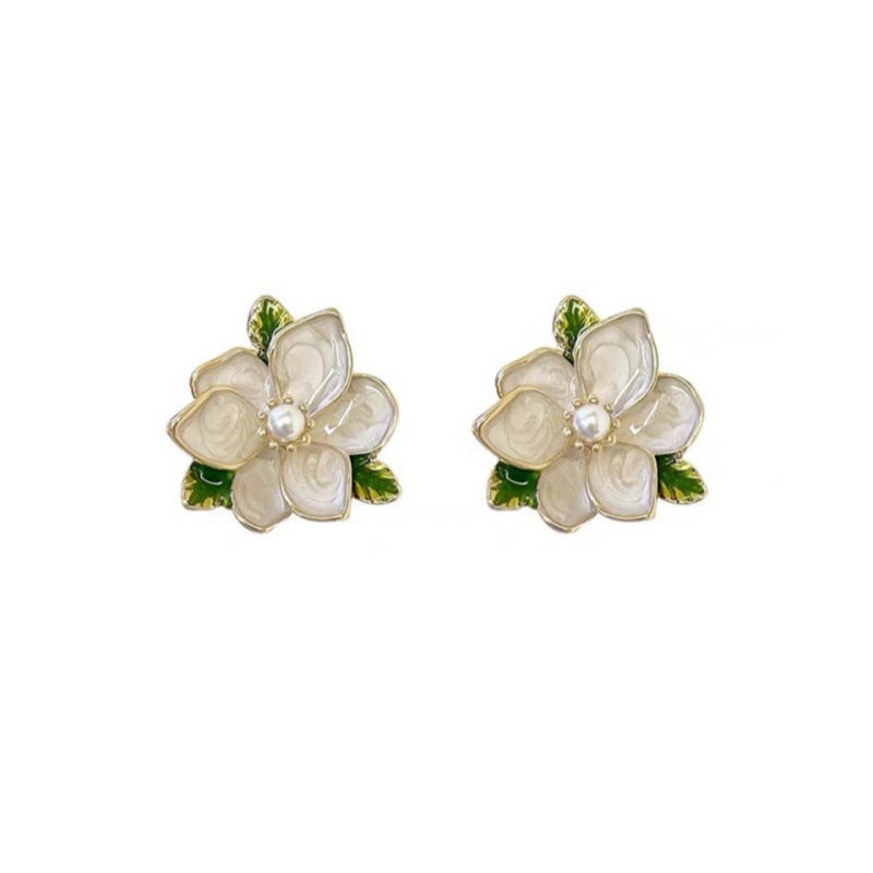 Gardenia Flower Female Premium Mori Temperament Earrings