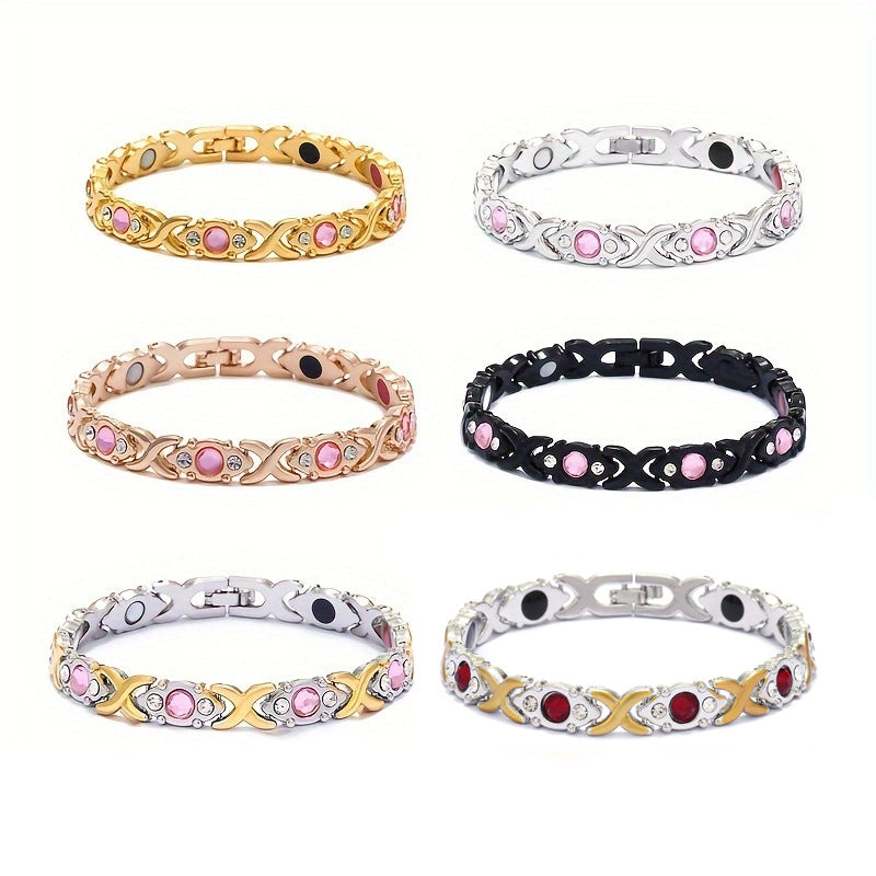 Women's Fashion Detachable Cross Magnet Diamond Metal Bracelets