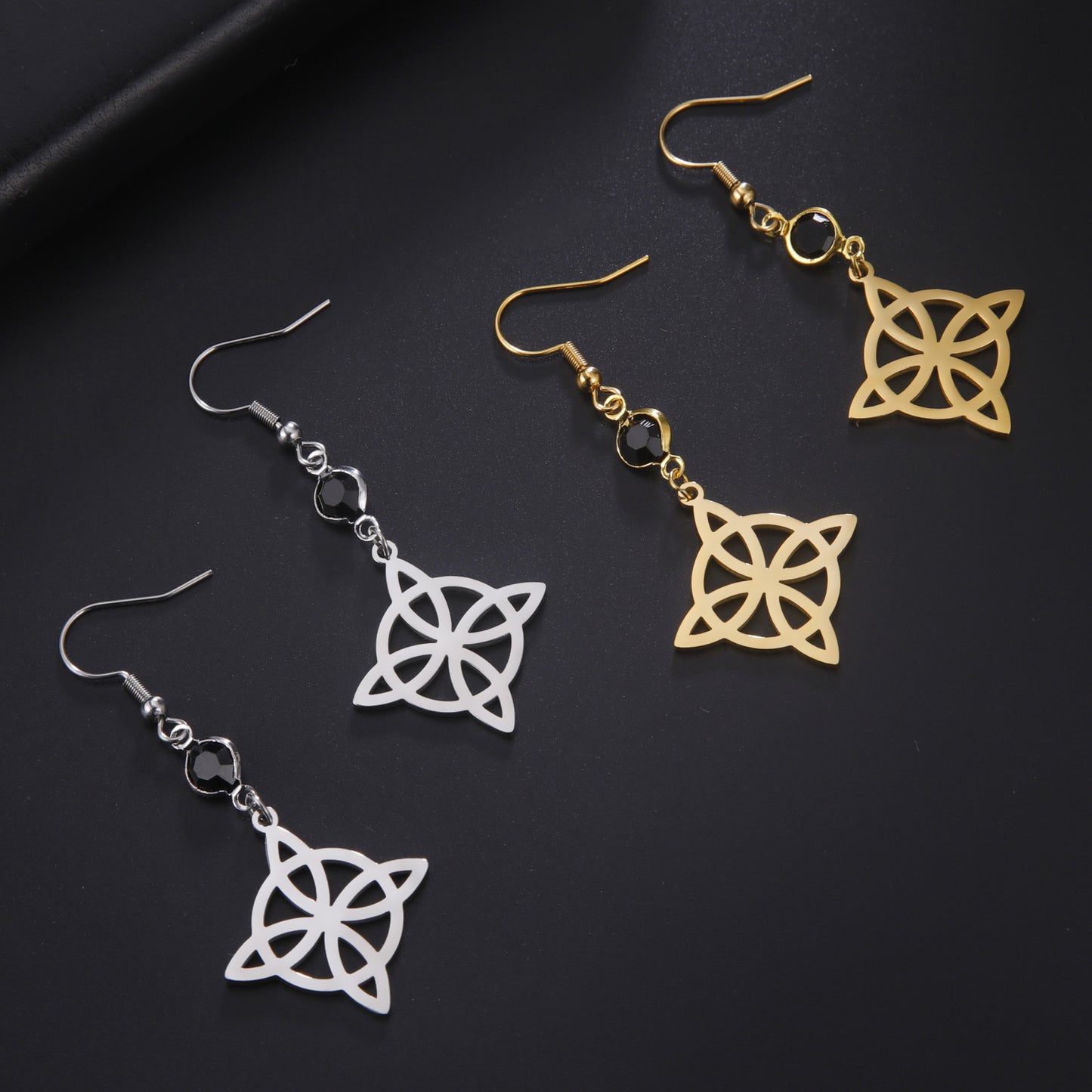 Personality Trend Girlfriends Real Gold Plating Witch Knot Shape Stainless Earrings