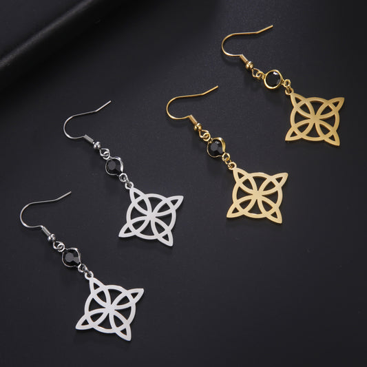 Personality Trend Girlfriends Real Gold Plating Witch Knot Shape Stainless Earrings
