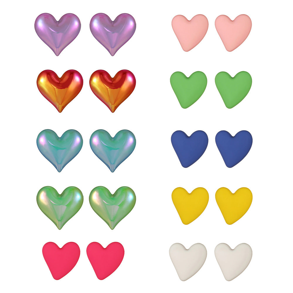 Women's Color Crooked Love Heart Casual Sweet Earrings