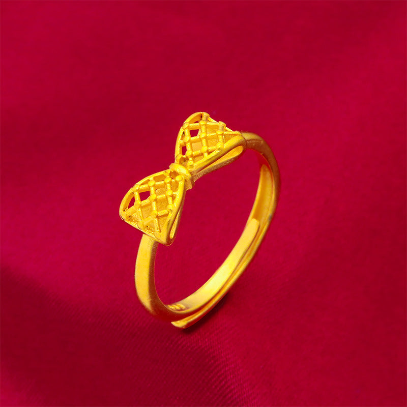 Women's Vietnam Placer Gold Fashion Bowknot Open Rings