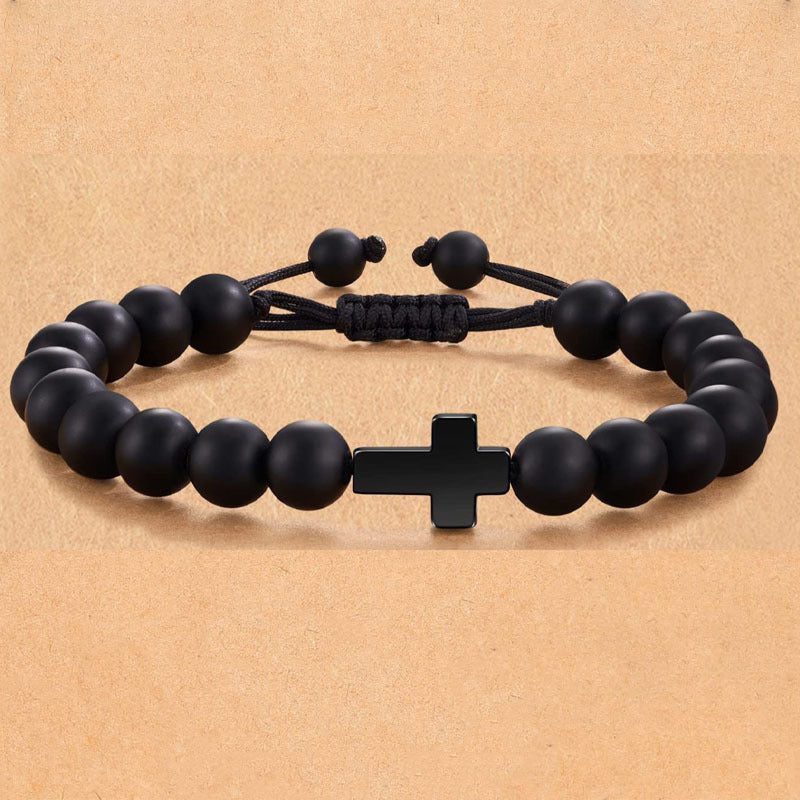 Men's Cross Frosted Tigereye Gift Beaded Bracelets