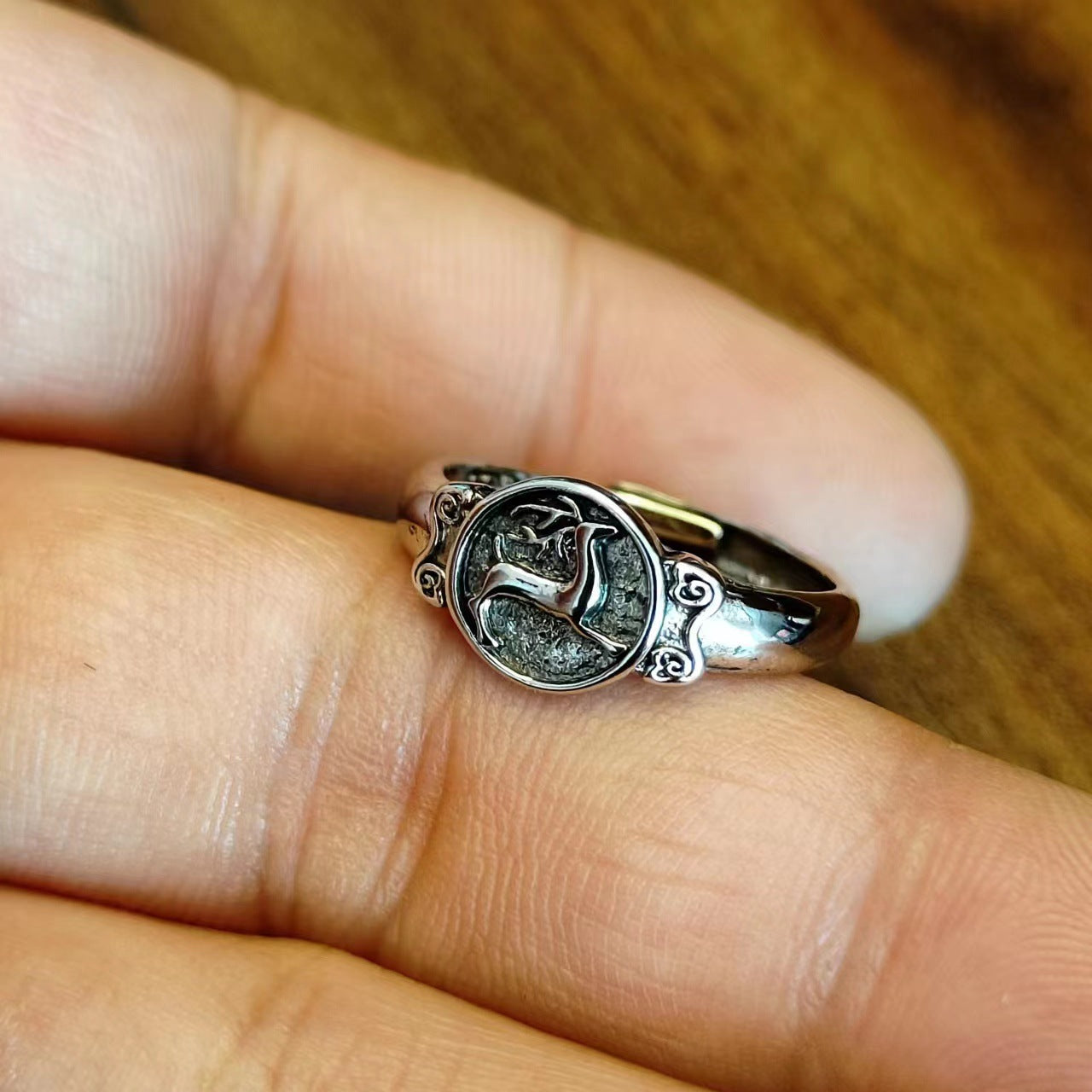 Retro Deer Chinese Style Thai Sier Artistic Temperament Ring