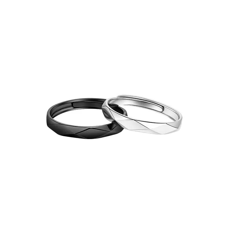 Lovers Pair Of Simple Fashion Minority Design Adjustable Mouth Couple Ring