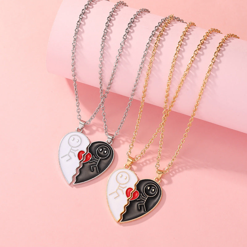 Personalized Stickman Love Couple Fashion Heart-shaped Necklaces