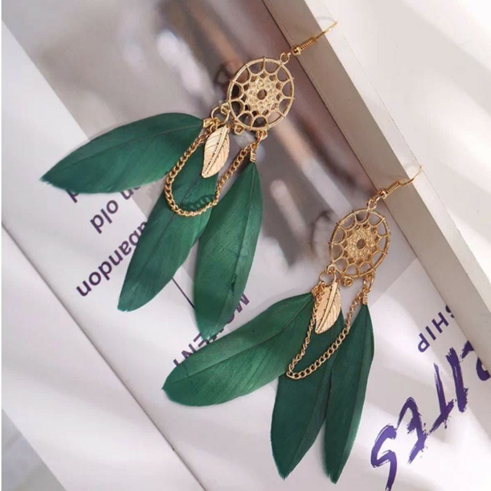 Color Creative Feather Bohemian Style Female Earrings