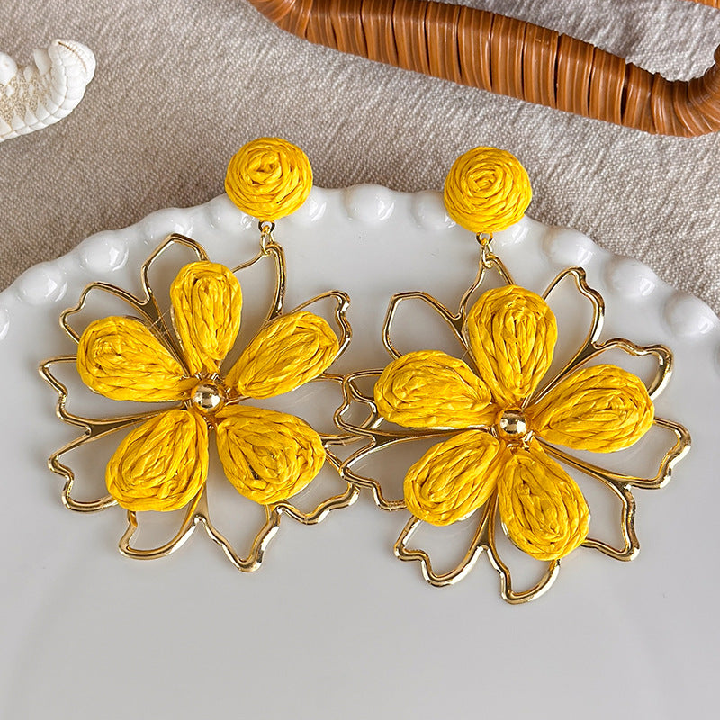 Vacation Style Yellow Series French Retro Graphy Earrings