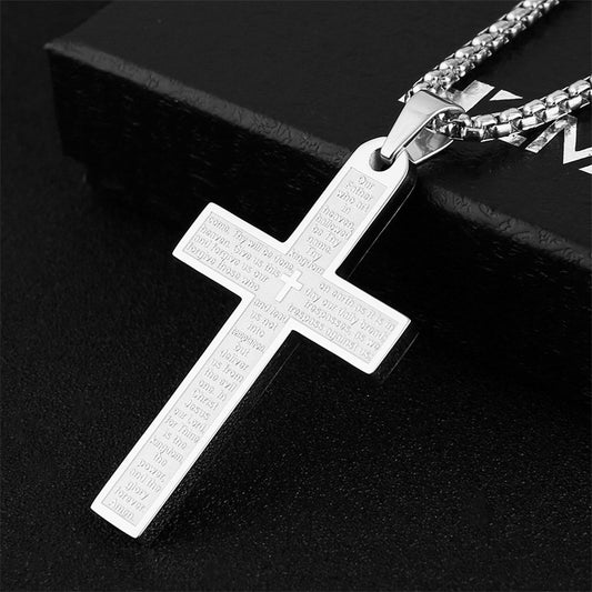 Ornament Stainless Steel Cross Shelf Scripture Necklaces