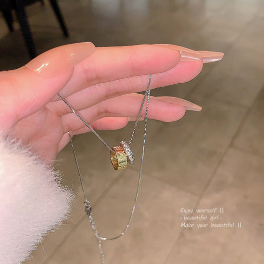 Women's Light Luxury Minority Double Circle Simple Graceful Clavicle Necklace