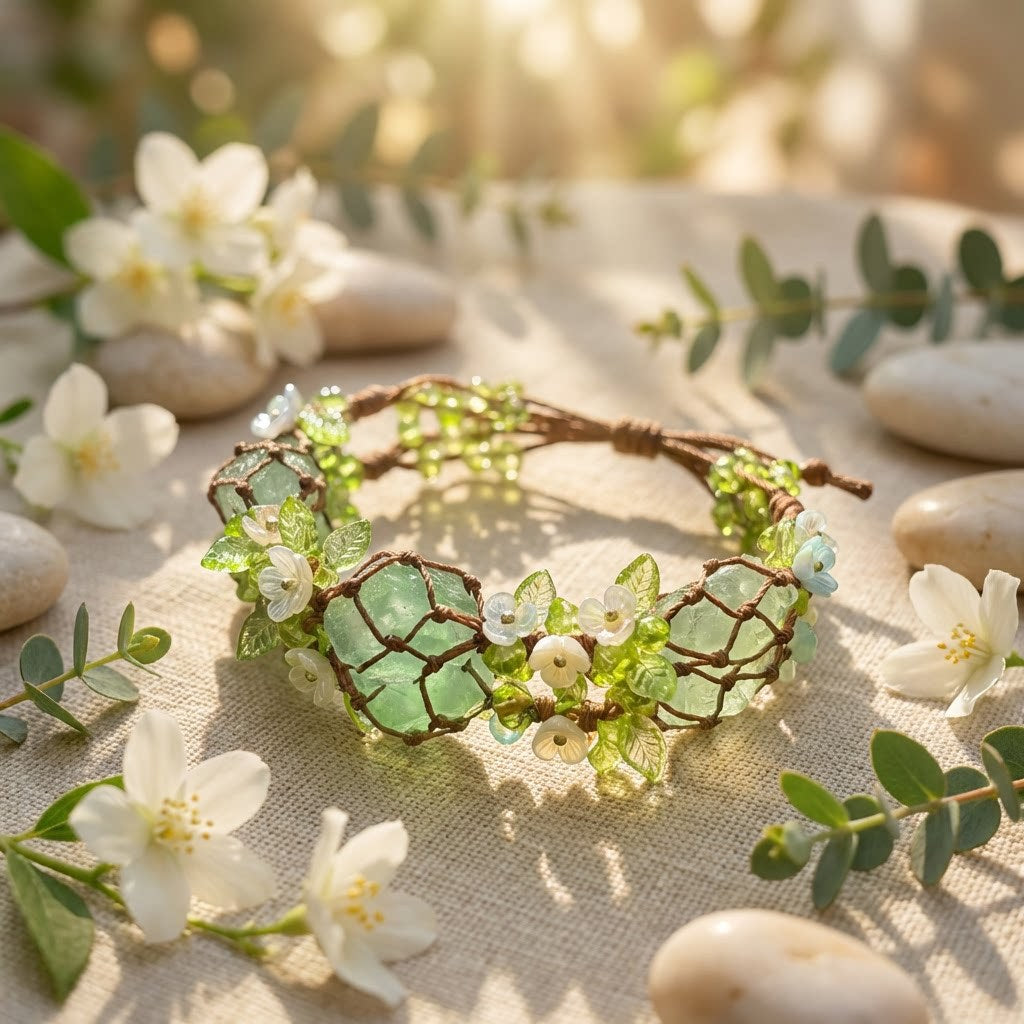 Mori Style Healing Comfortable Braided Chinese Jardin Monet Butterfly Flower Bracelet