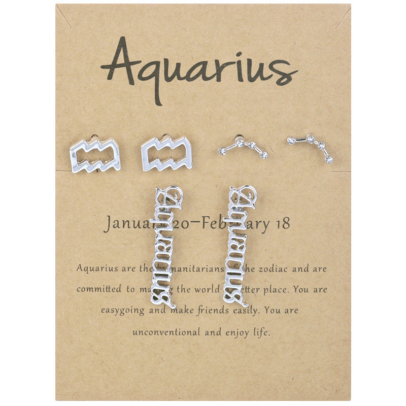 Twee Constellation Symbol Diamond Retro Alphabet Rings