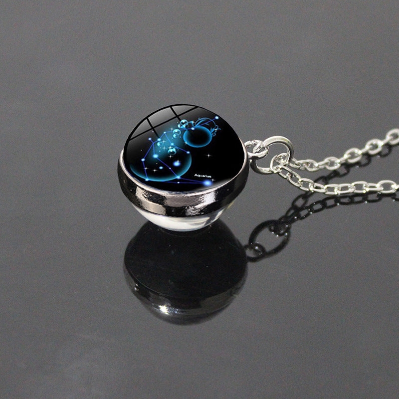 Sky Twee Constellation Glass Ball Time Stone Patch Necklace
