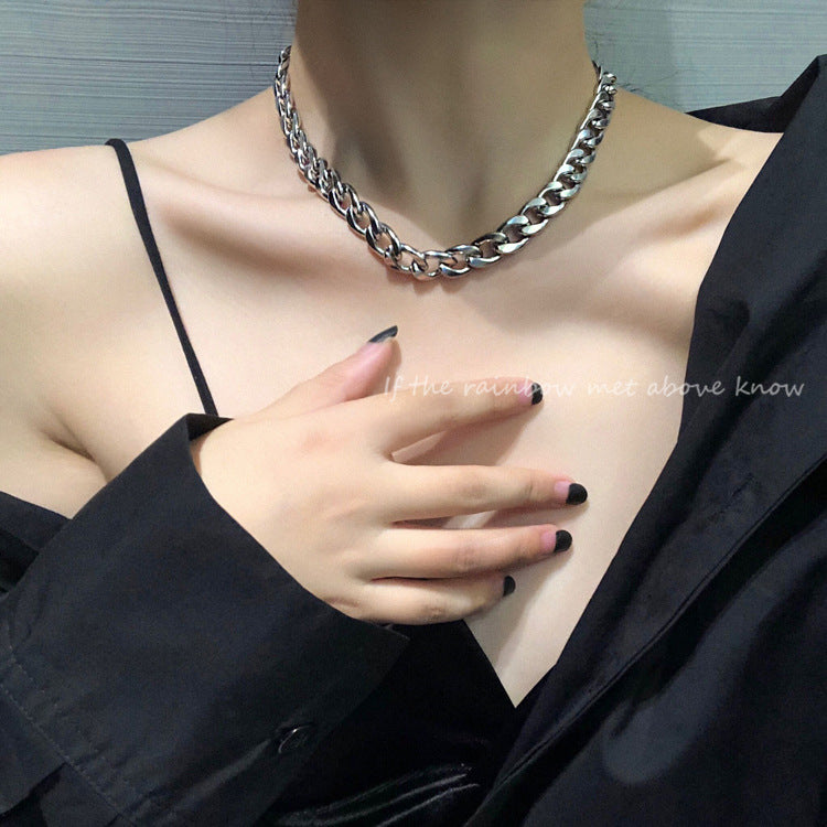 Women's & Men's Titanium Steel Thick Chain Hip Hop Disco Cuban For Trendy Necklace