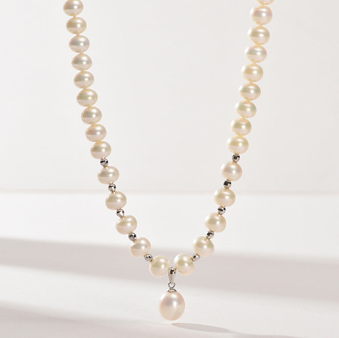 Women's Rice Grain Freshwater Pearl Simplicity Fashion Temperament Design Clavicle Chain Necklace