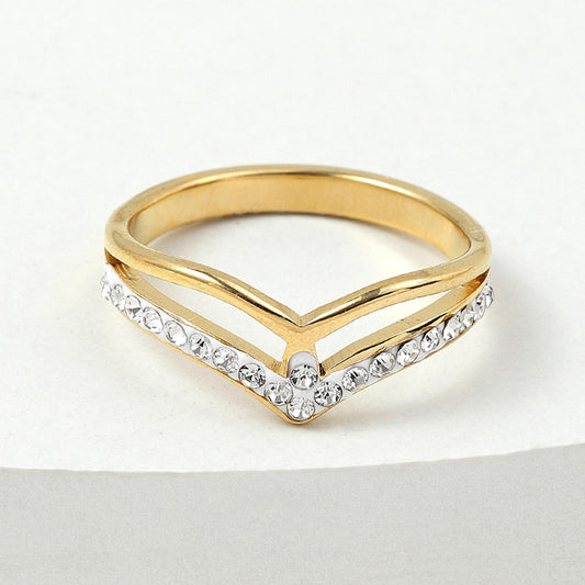 Korean Style Stainless Steel Ornament Irregular Gold Rings