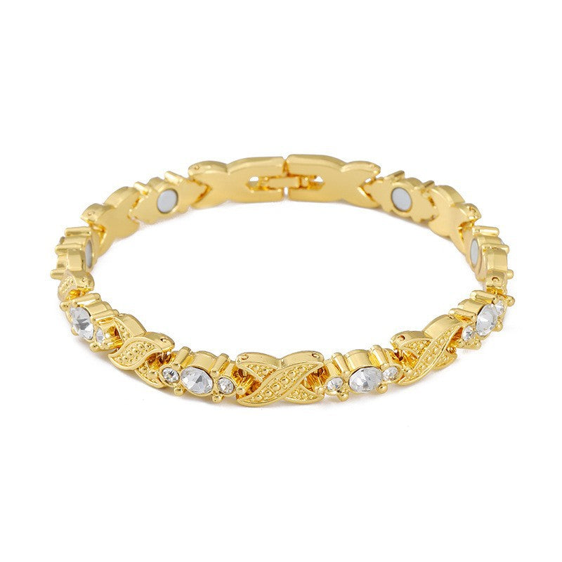 Women's Adjustable Leaves Magnet Alloy Diamond Fashion Bracelets