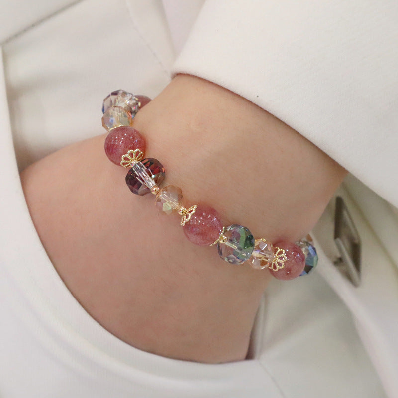 Women's Light Luxury Glass Imitation Strawberry Quartz Bracelets