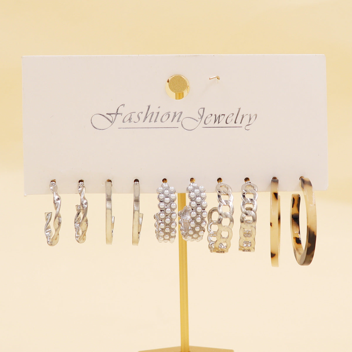 Women's Color Resin Leopard Print Pairs Retro Fashion Earrings