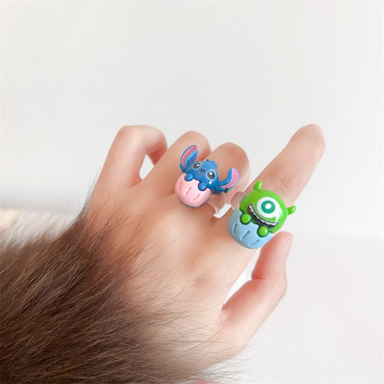 Cartoon Funny Design Hu Di Three-eyed Rings