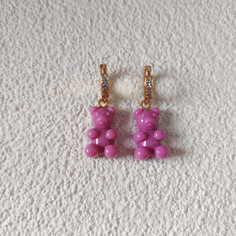 Women's Niche Bear Soft Candy Color Ear Rings