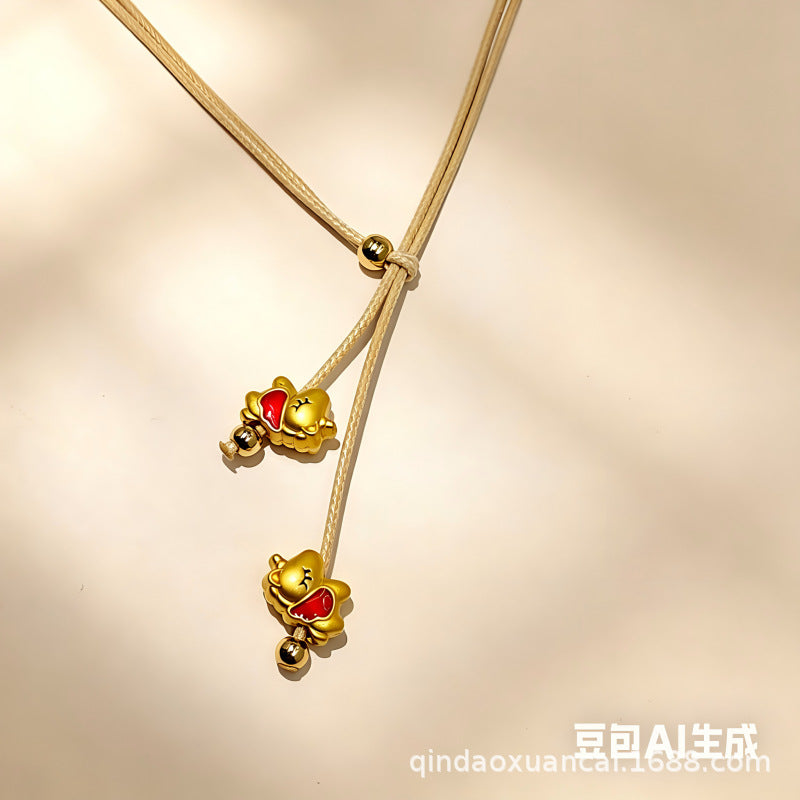 Elegant National Fashion Horse Golden Clothing Necklace