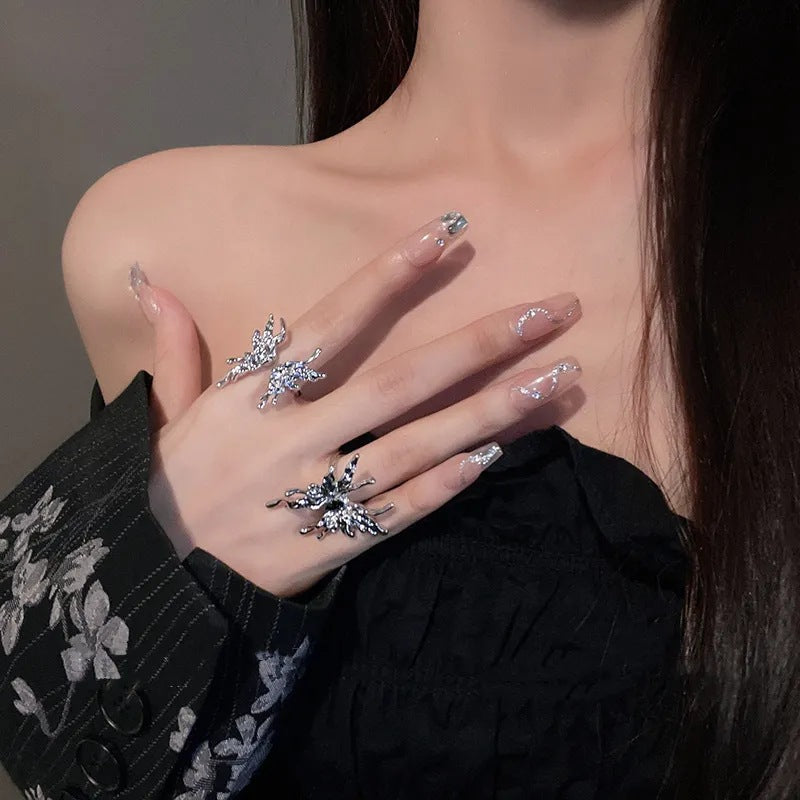 Light Luxury Liquid Open Butterfly Cold Style Index Finger Ring