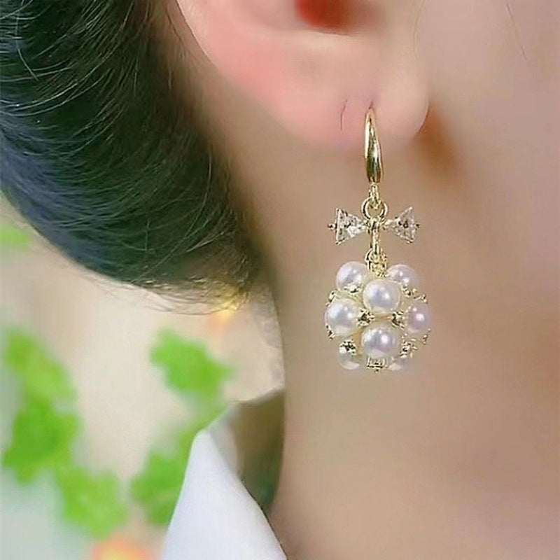 Elegance Pearl Zircon Female Personality High Sense Earrings