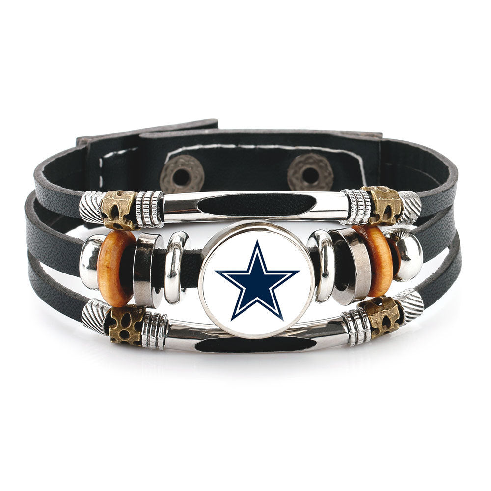 Genuine Leather Hand Professional Rugby League Team Time Stone Bracelet