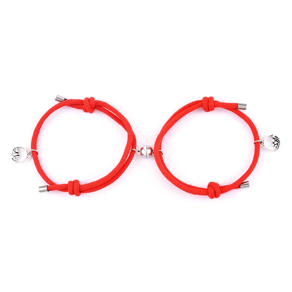 Women's & Men's Couple Magnet Attract True Pair And Woven Bracelets