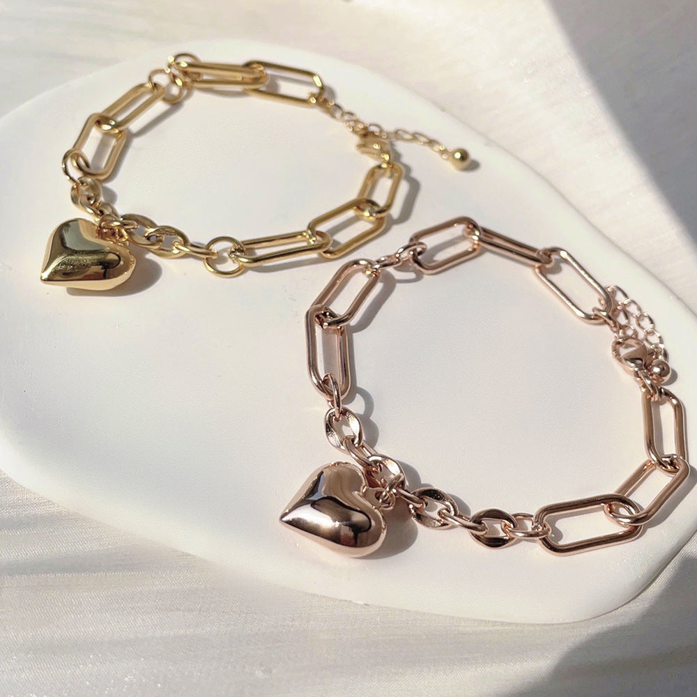 Cool Hot Heart Temperamental Peach Titanium Bracelets